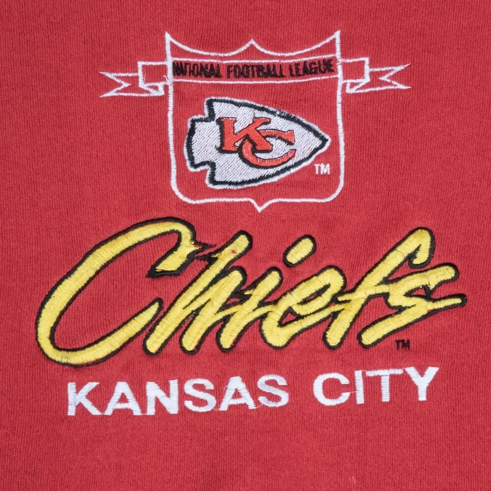 Vintage Competitor Kansas City Chiefs Sweatshirt Embroidered Logo 90's Thrashed